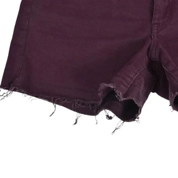 American Eagle Hi-Rise Shortie Jean Shorts Burgundy Super Stretch Size 8 - Picture 4 of 12